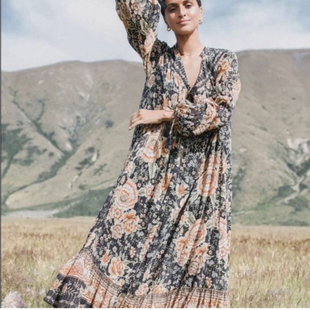 Spell & The Gypsy Collective Mystic Gown Nightfall Floral Tiered Maxi Dress - Picture 2 of 7
